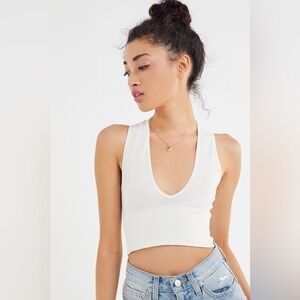 White V-Neck Tank | Urban Outfitters Out From Under Hailey Seamless Plunge Top